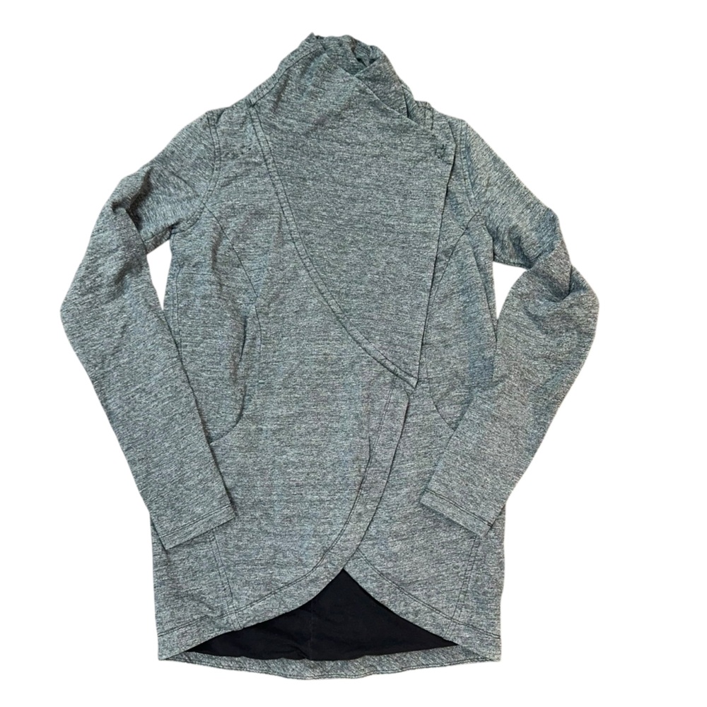 Lululemon Thats a Wrap Snap Closure jacket Heathered Snow Slub Coal Gray Size 4